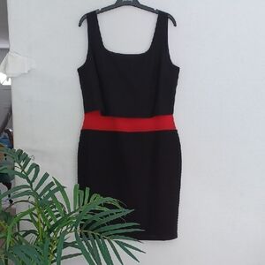 NWT. Joseph Ribkoff Black Mini Dress with Red Waistband